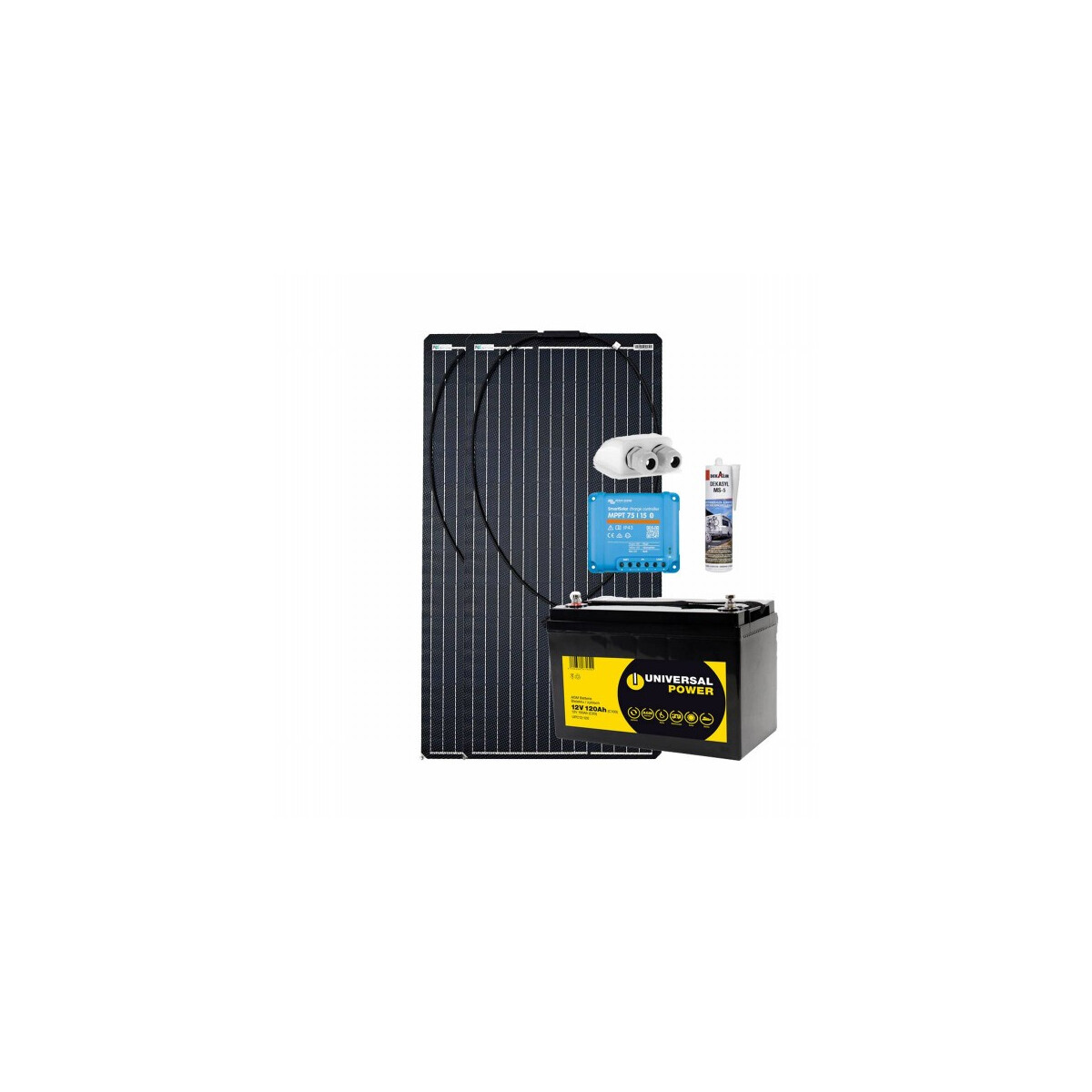 Wohnmobil Solar-Set 200W AGM 120Ah AGM Batterie Victron MPPT Solarladeregler Camper Autark mit 0% MwSt nach §12 Abs. 3 UstG