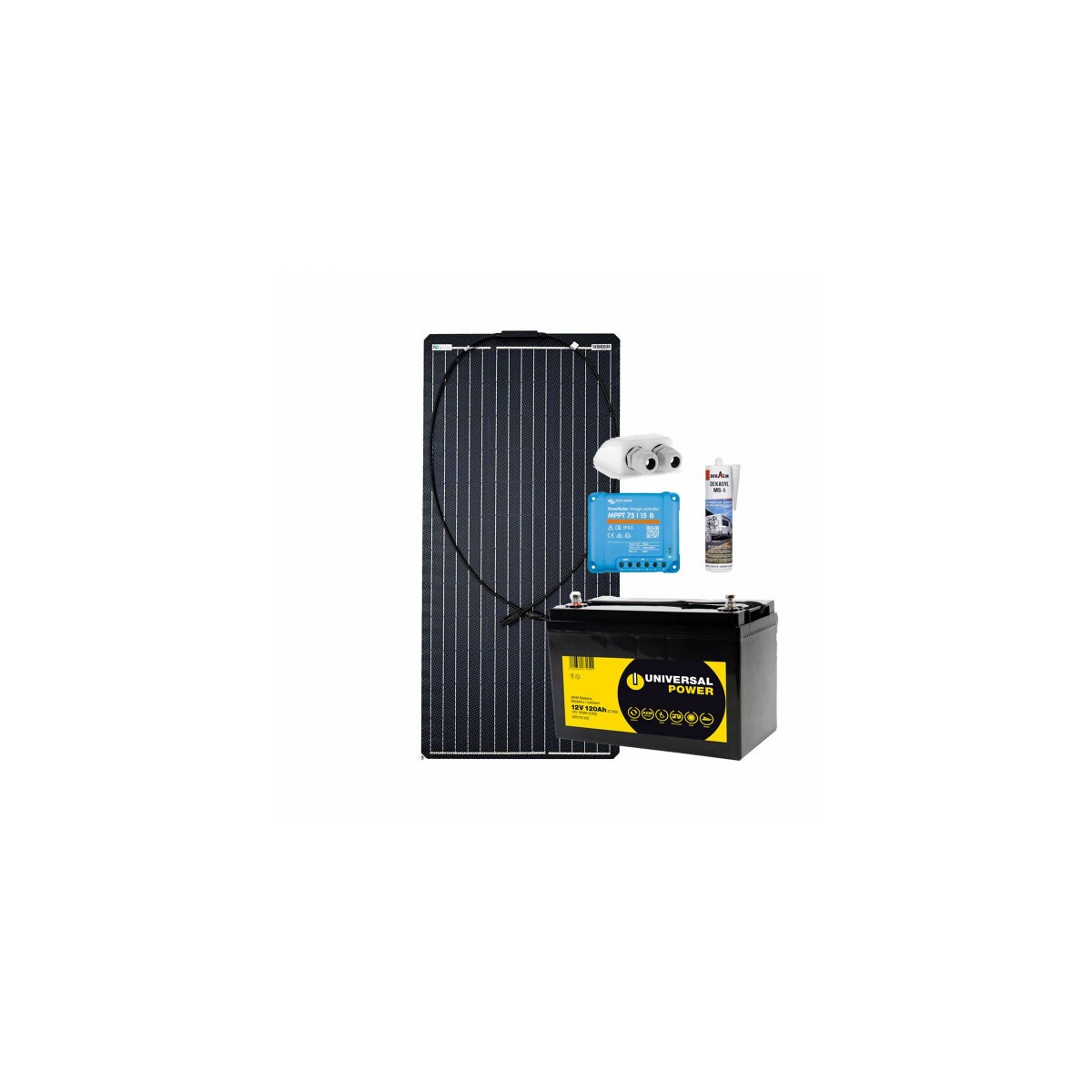 Wohnmobil Solar-Set 100W AGM 120Ah AGM Batterie Victron MPPT Solarladeregler Camper Autark mit 0% MwSt nach §12 Abs. 3 UstG