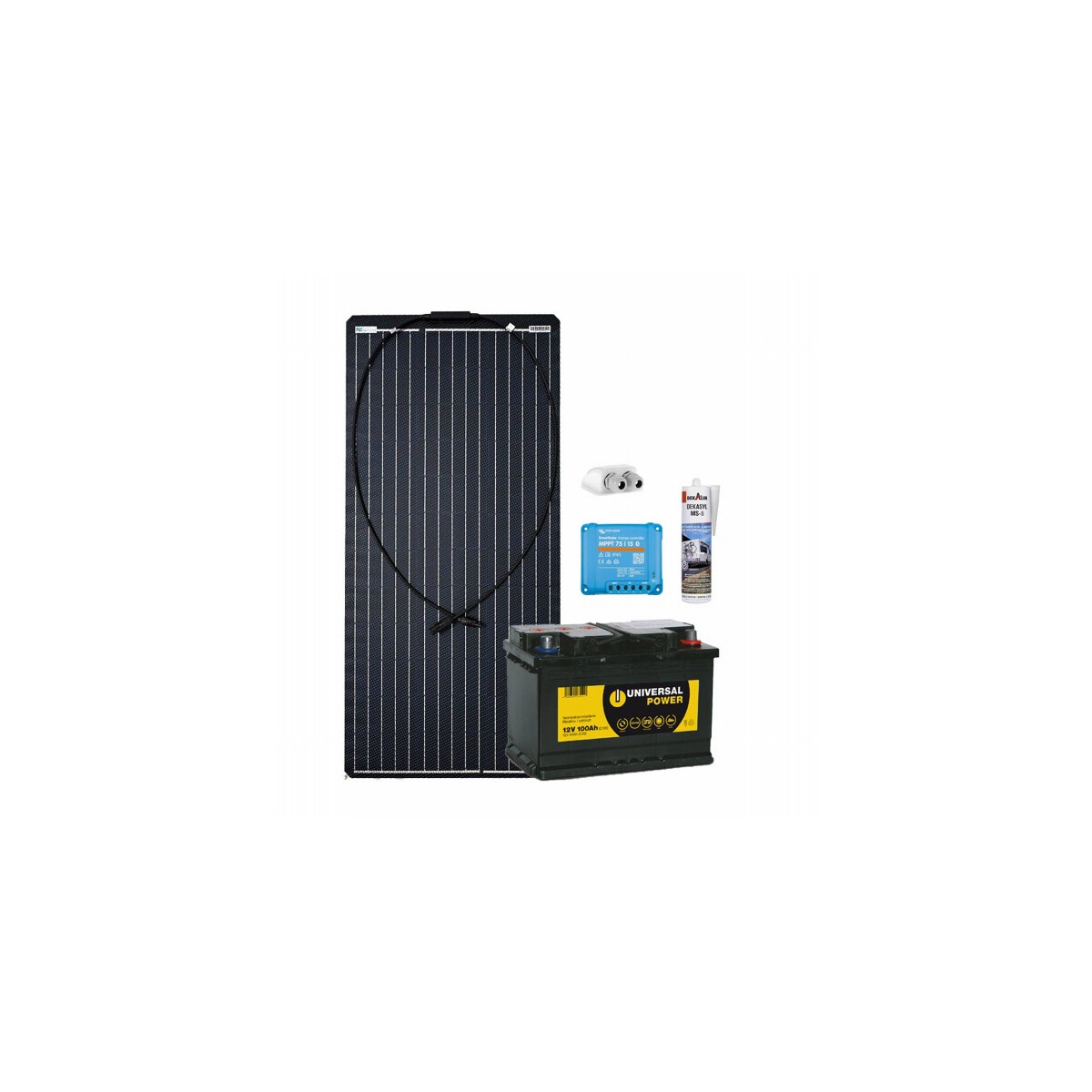 Wohnmobil Solar-Set 100W 100Ah Batterie Victron MPPT Solarladeregler Camper Autark mit 0% MwSt nach §12 Abs. 3 UstG