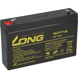 B-Ware Kung Long Akku WP7-6 6V 7Ah AGM Blei Vlies wartungsfrei 6Volt