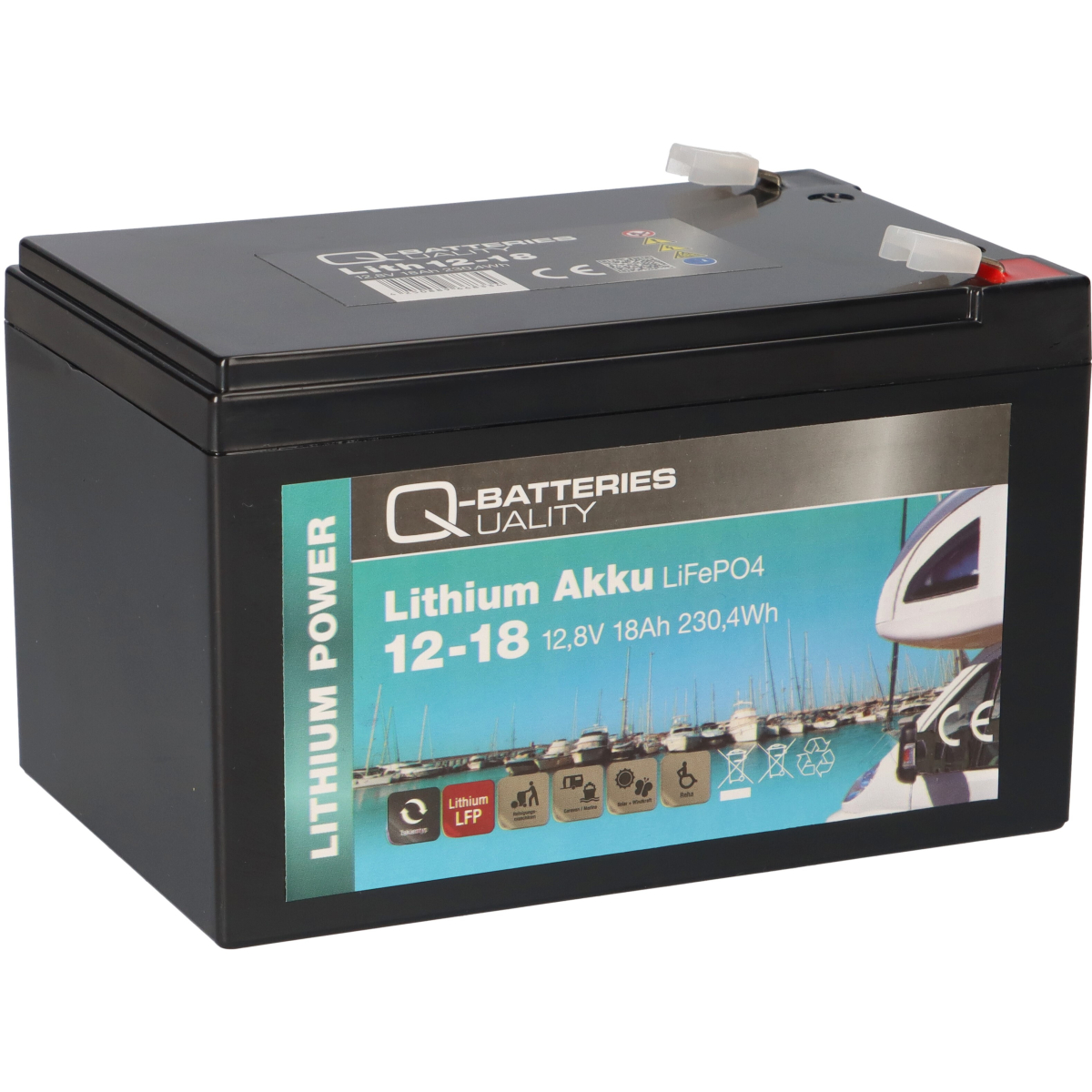 1x Q-Batteries Lithium Akku 12-18 12,8V 18Ah 230,4Wh LiFePO4