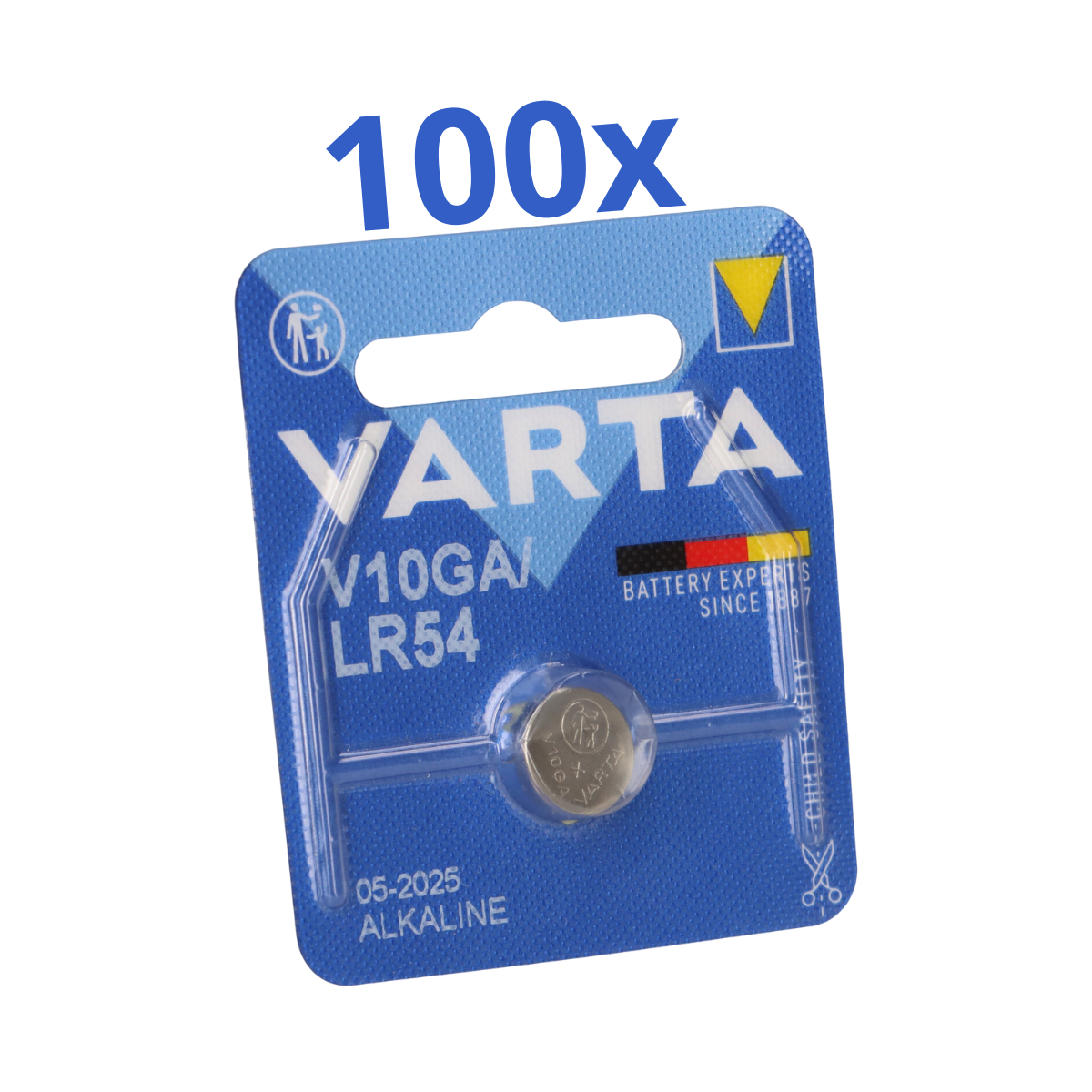 100x Varta Knopfzelle Electronics V 10 GA Alkaline 1,5 V 1er Blister