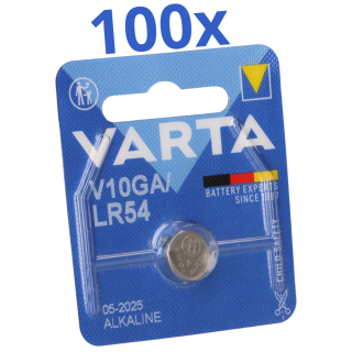 100x Varta Knopfzelle Electronics V 10 GA Alkaline 1,5 V 1er Blister
