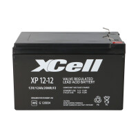 XCell XP12-12F2 AGM Bleiakku 12V 12Ah - T2 / Faston 6,3 mm -