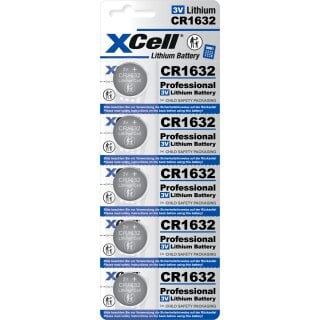 XCell Lithium-Knopfzelle CR1632 5er-Blister 3V/130mAh
