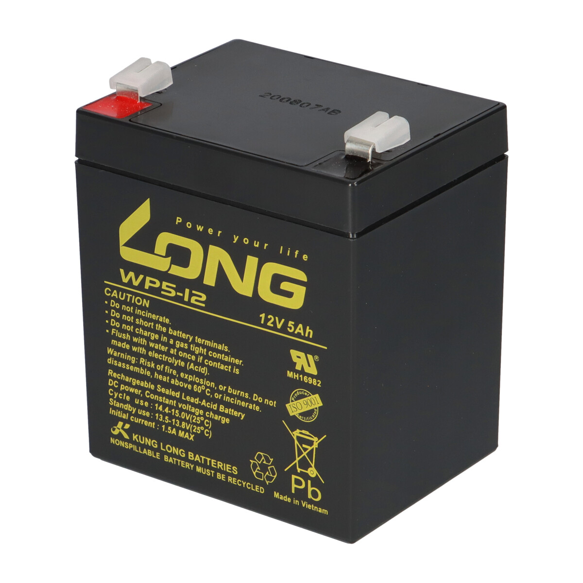 Kung Long WP5-12 AGM Akku 12V 5Ah – passend für Eaton 3S 550VA – Faston F2 6,3mm