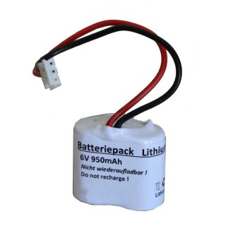 Batteriepack 6V 950mAh Lithium F2x1 mit Kabel JST EHR-3