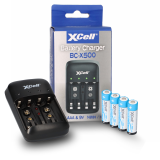 Ladegerät BC-X500 für NiMH Akkus + 4x AA (Mignon)