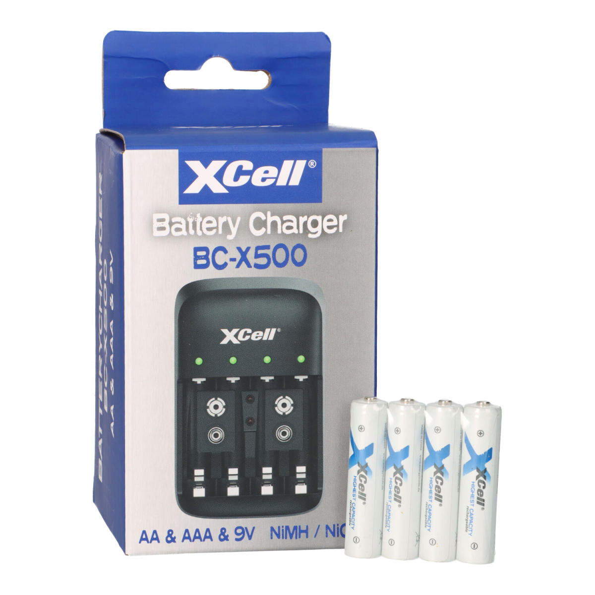 Ladegerät BC-X500 für NiMH Akkus + 4x AAA (Micro) 1,2V 1150mAh