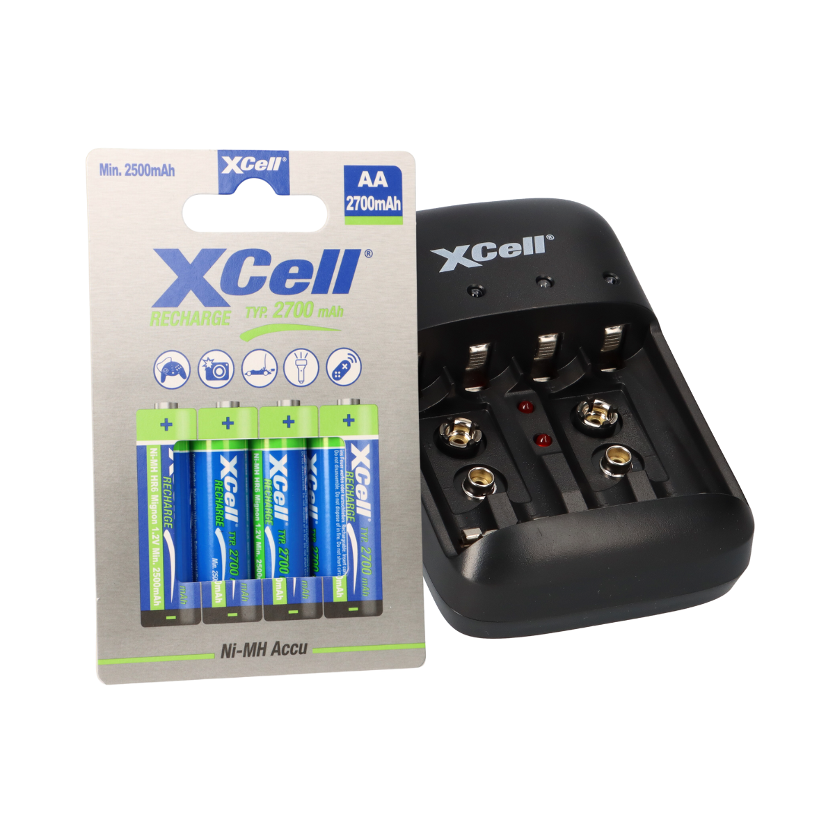 Ladegerät BC-X500 + 4x AA XCell Rechargeable 1,2V 2700mAh