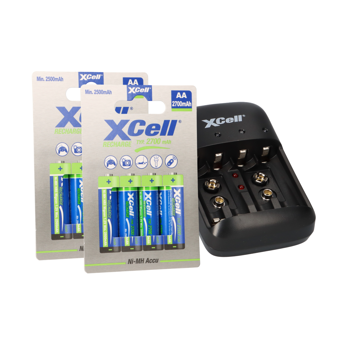 Ladegerät BC-X500 + 8x AA XCell Rechargeable 1,2V 2700mAh