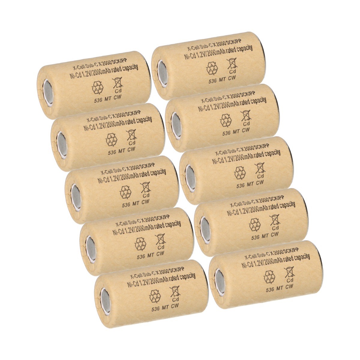 10 Stück XCell Akku Sub-C 1,2V / 2000mAh 2000SCK/PP
