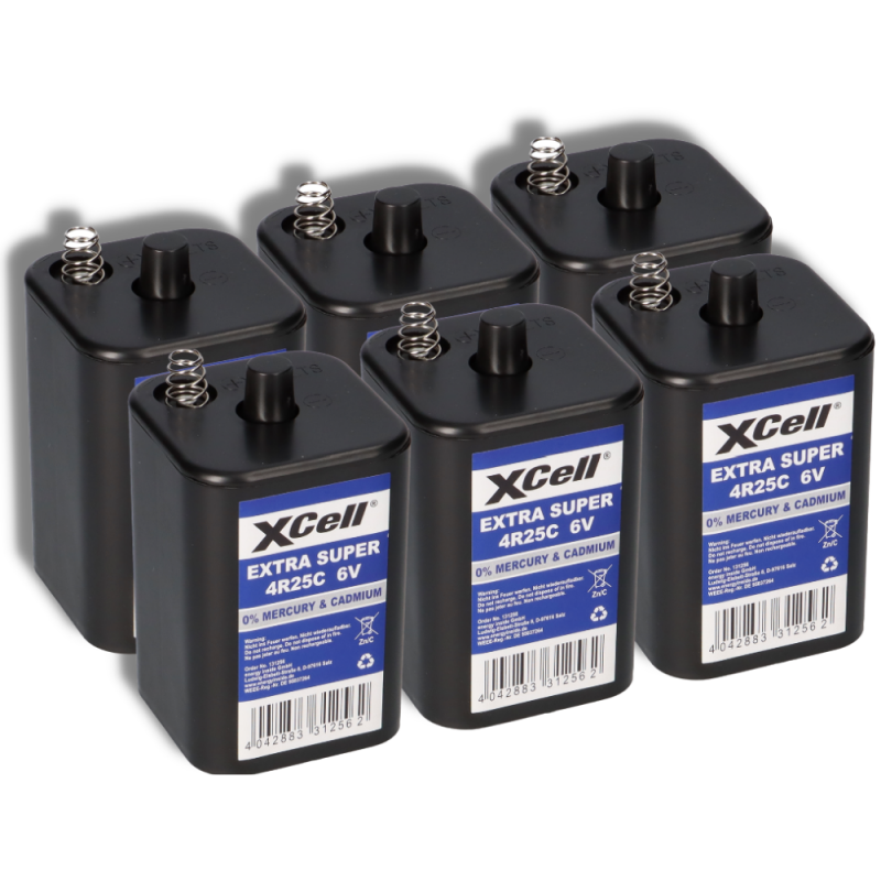 6x XCell 4R25 430 431 6V Blockbatterie SET 6 Volt 9500 mAH
