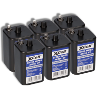6x XCell 4R25 6V-Block Batterie SET - 6 Volt 9500 mAH 1