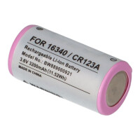 Akku-Zelle 3,6V 800mAh Li-Ion passend für 16340/CR123A 