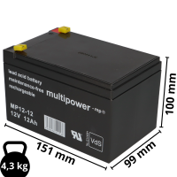 B-Ware Multipower MP12-12 AGM Bleiakku 12V 12Ah – F4,8