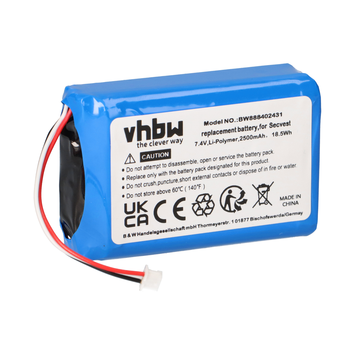 Akku passend für FUBT50000 ABUS Secvest 7.4V Li-Polymer 2500mAh