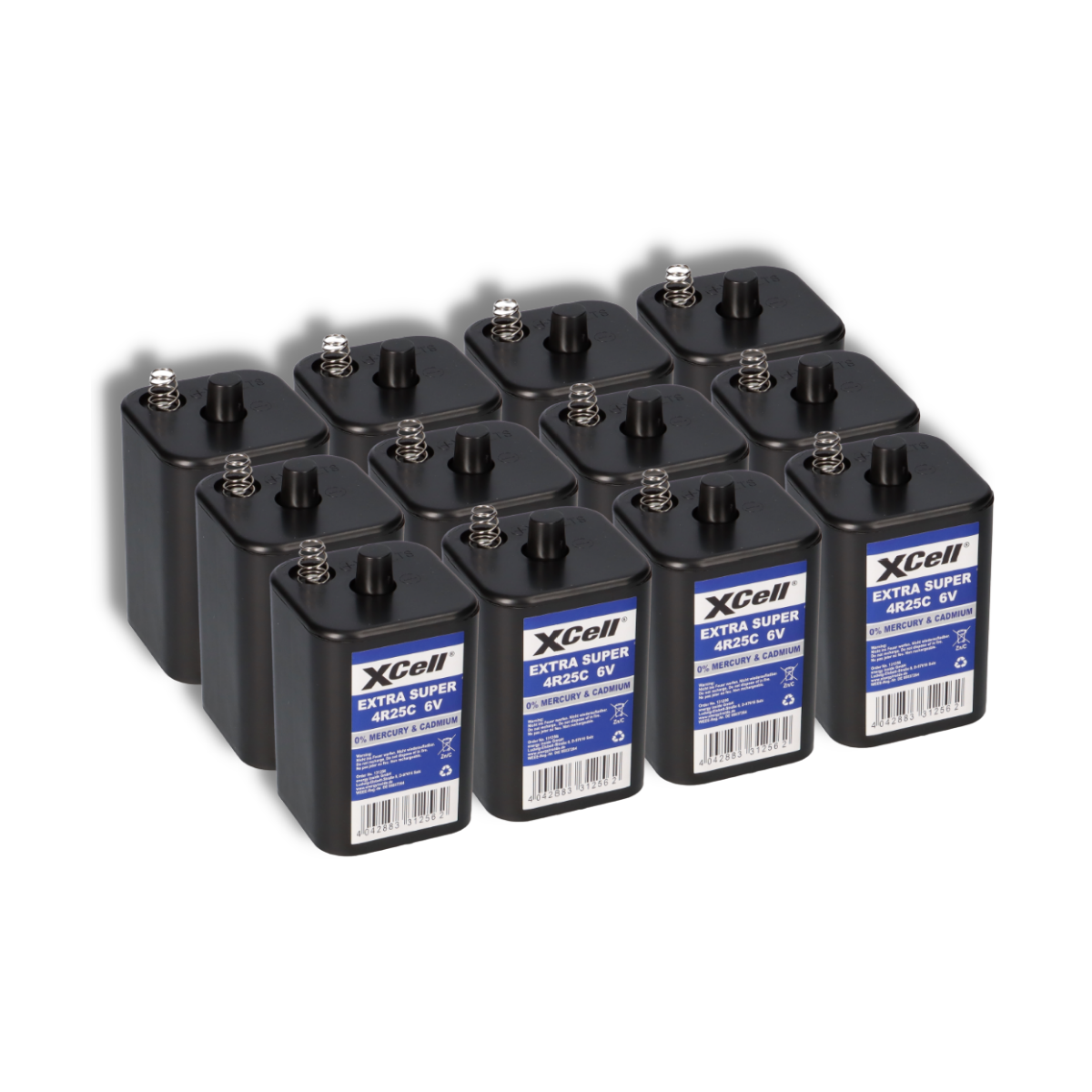 12x XCell 4R25 6V-Block Batterie SET - 6 Volt 9500 mAH