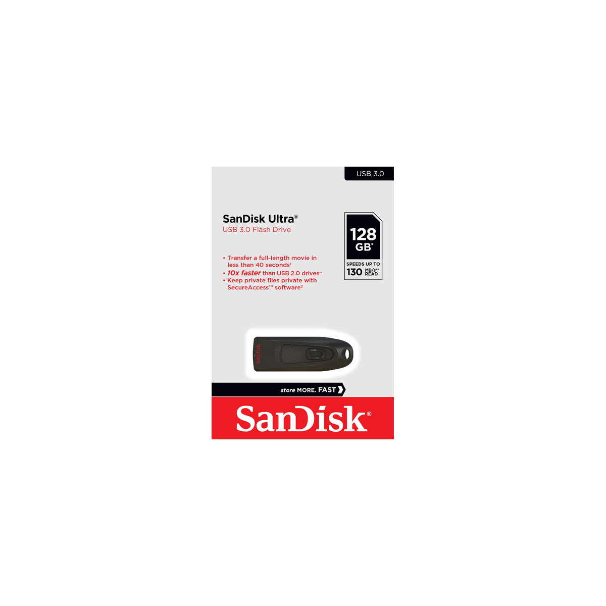 SanDisk USB 3.0 Stick 128GB Ultra Typ-A (R) 130MB/s SecureAccess Retail-Blister