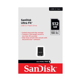 SanDisk USB 3.1 Stick 512GB Ultra Fit (R) 130MB/s (W) 60MB/s