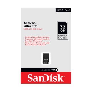 SanDisk USB 3.1 Stick 32GB, Ultra Fit Typ-A, (R) 130MB/s, (W) 60MB/s, Retail-Blister