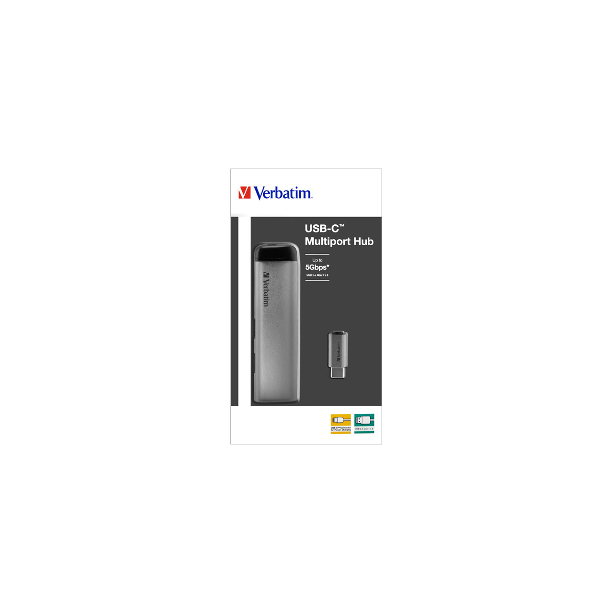 Hub, USB 3.1-C, Multiport 4x USB 3.2 Gen.1, silber
