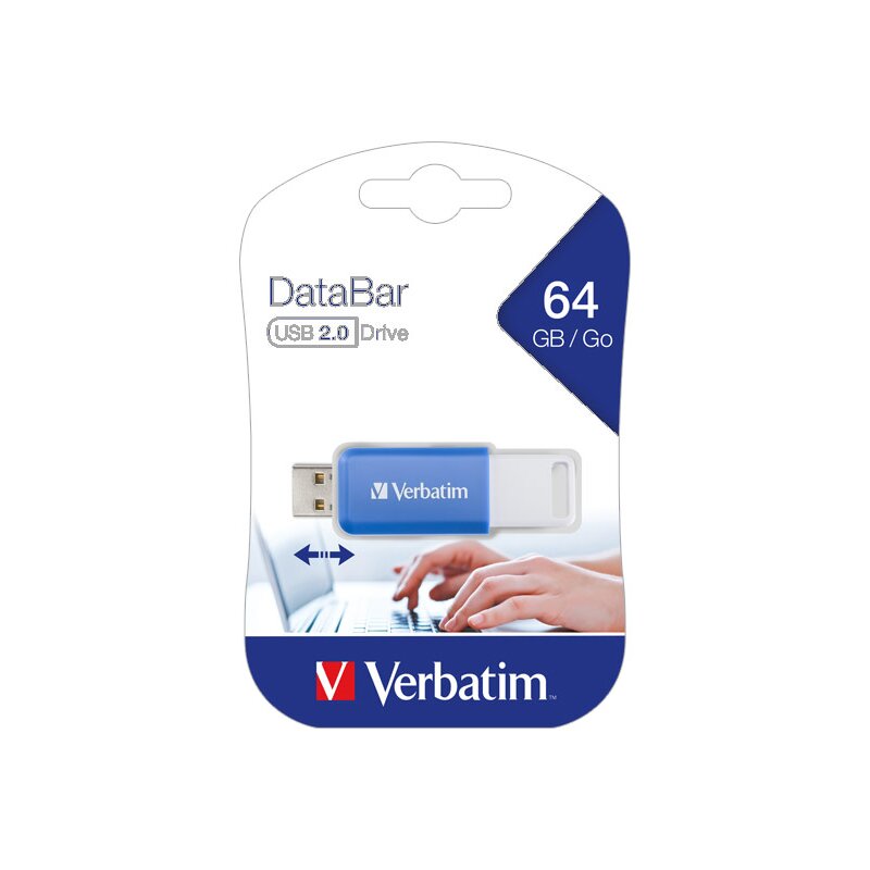 Verbatim USB 2.0 Stick 64GB, DataBar, blau
