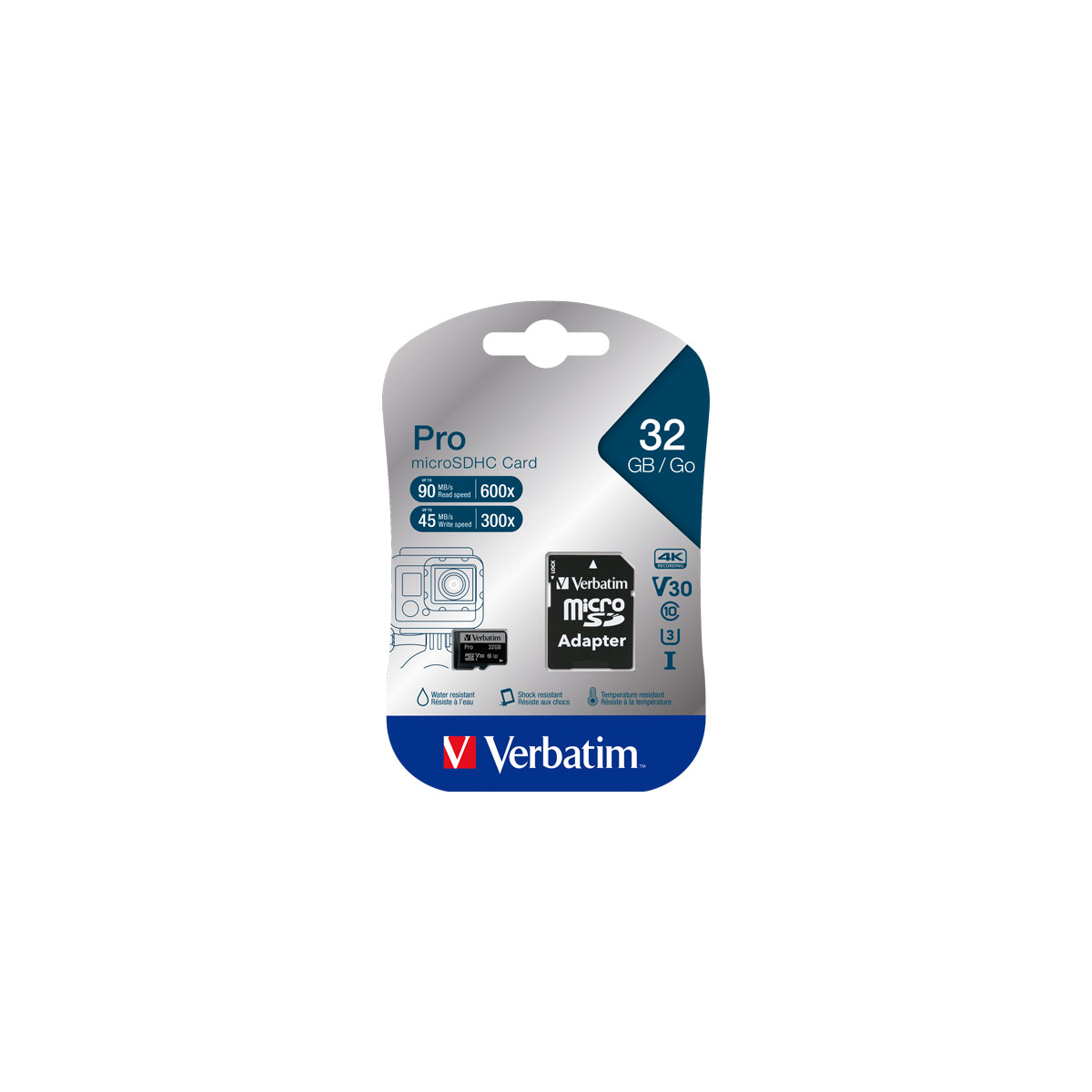 microSDHC-Card 32GB, PRO, U3, UHS-I, 4K UHD + SD-Adapter
