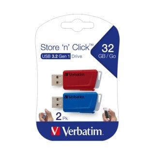 USB 3.2 Stick 32GB, StorenClick, rot-blau