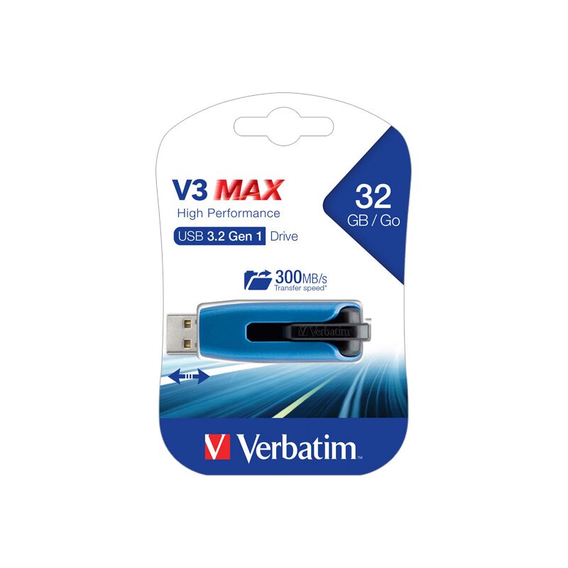 Verbatim USB 3.2 Stick 32GB, V3 MAX, blau-schwarz