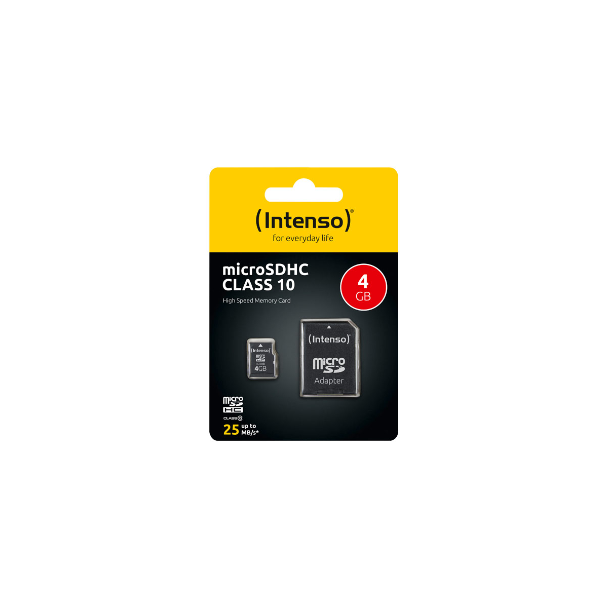 microSDHC Card 4GB, Class 10 + SD-Adapter