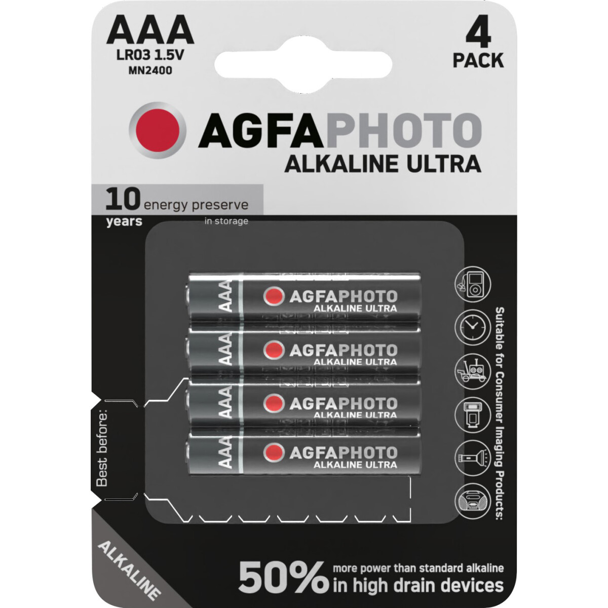 AGFAPHOTO Batterie Alkaline Ultra AAA 1.5V 4er Blister
