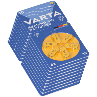10x Varta Hearing Aid Batterie 10 PR70 Hörgerätebatterie