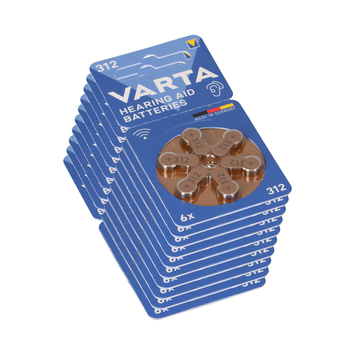60x Varta Hearing Aid Batterie 312 PR41 Hörgerätebatterie