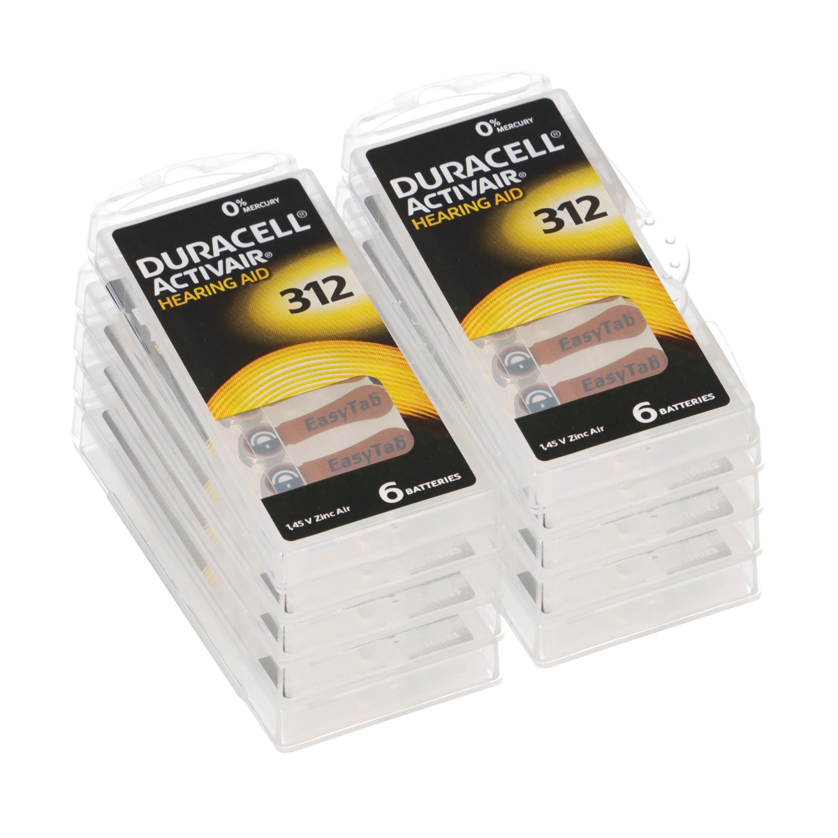 60x Duracell Hörgerätebatterie DA312 Zn 1,4V Hearing Aid