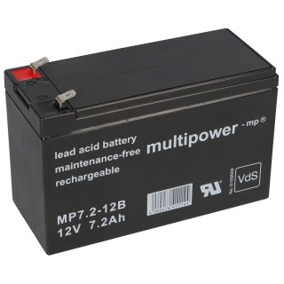 Multipower Blei Akku MP7,2-12B Pb 12V 7,2Ah VdS G109009 AGM
