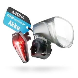 Absina Fahrradlicht Comfort Plus Set Li-lon Akku 3,7V 1300mAh