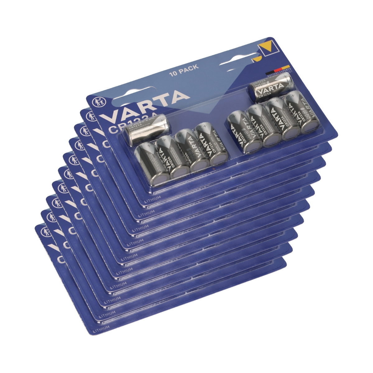 100x CR123A Varta Batterie Lithium 3V Photo Blister