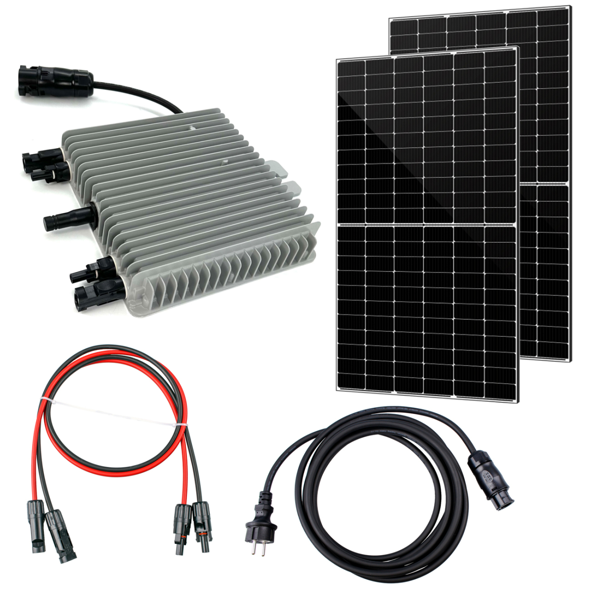 2 Solar Panele 455W+Wechselrichter 800W Balkonkraftwerk-Set mit 0% MwSt nach §12 Abs. 3 UstG