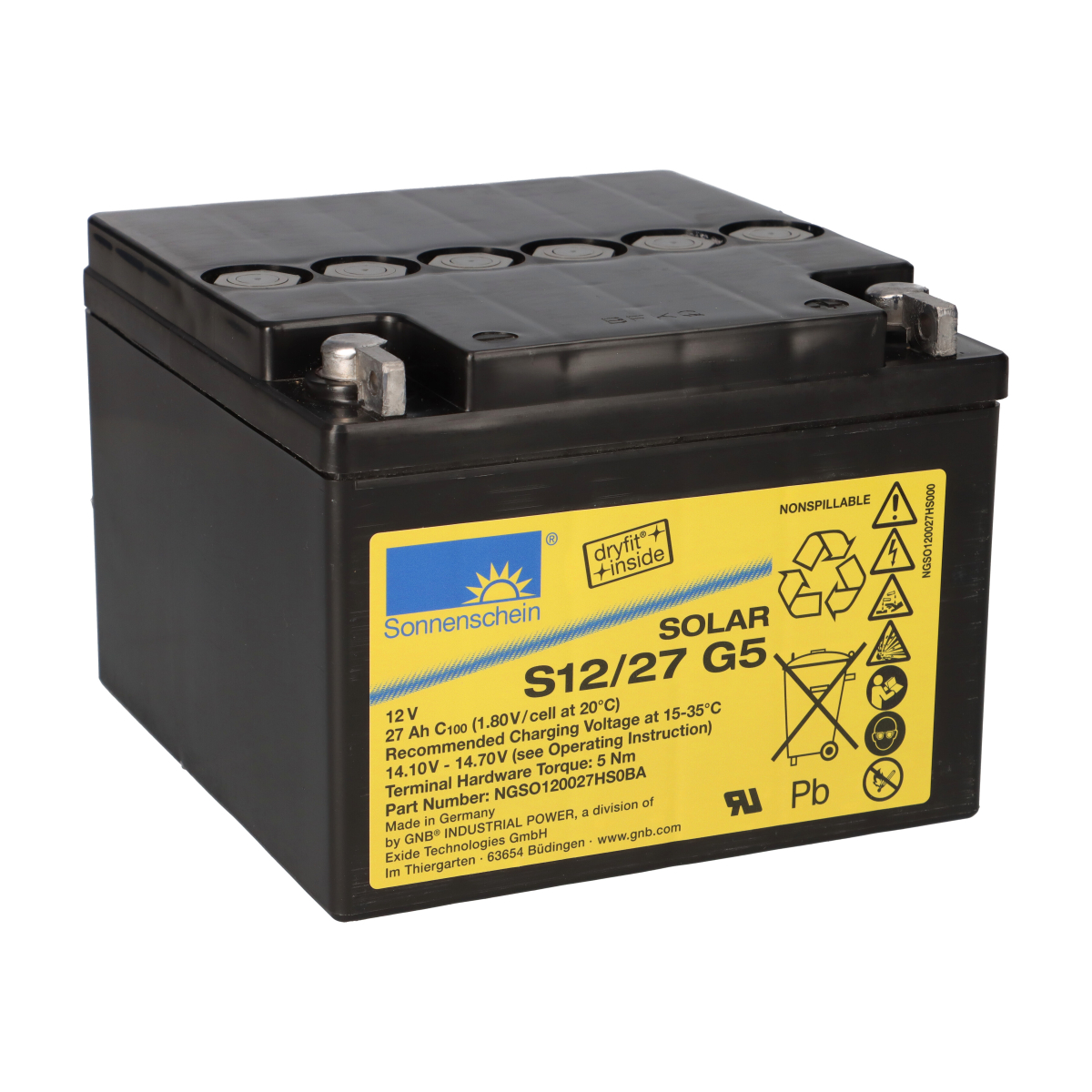 Sonnenschein Blei-Akku Solar S12/27G5 Pb 12V / 27Ah