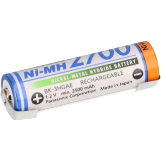 Panasonic AA 2700mAh 1,2V Ni-MH Modellbau Akku mit U-Lötfahne