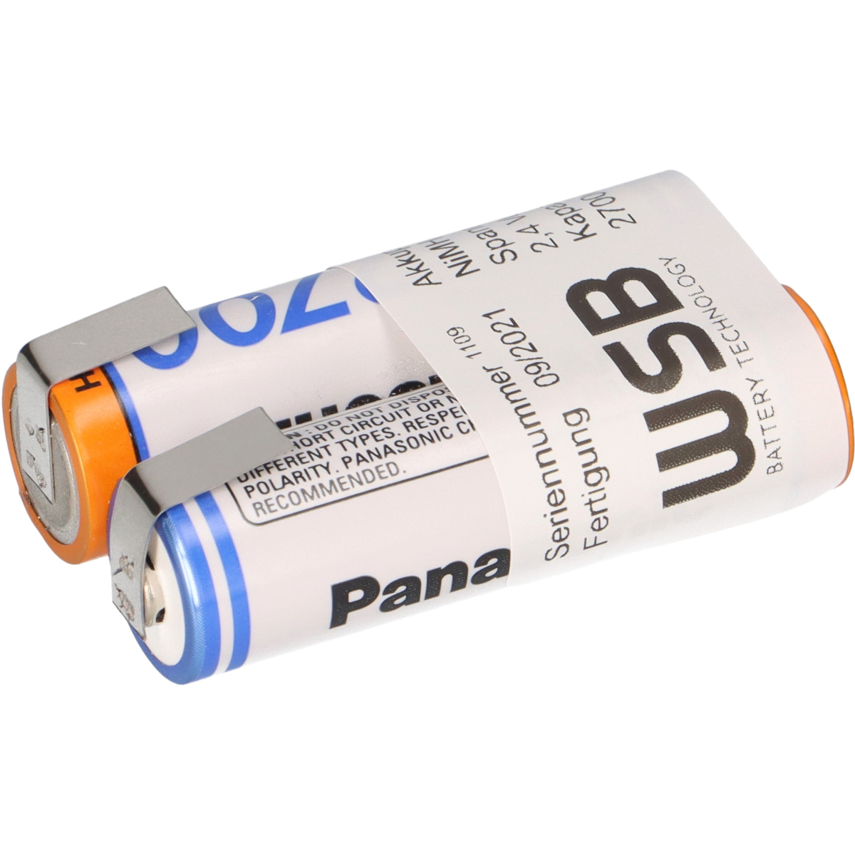 2er Reihe Lötfahne AA Mignon 2,4V 2700mAh Hochstrom-,Schnellladefähig