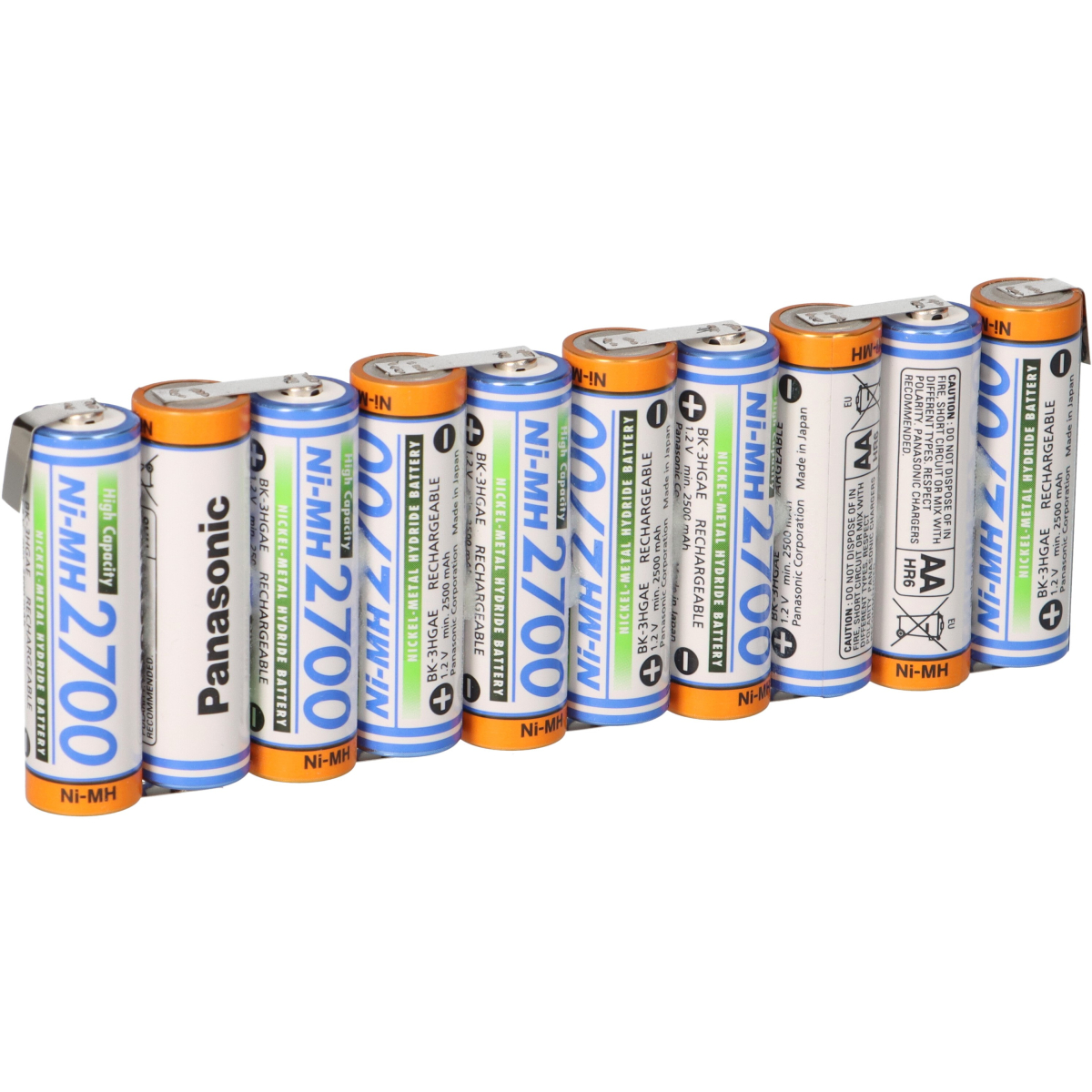 10er Reihe Panasonic Akkupack 12V 2700mAh F1x10 Zelle AA HR-3U LF Z-Form