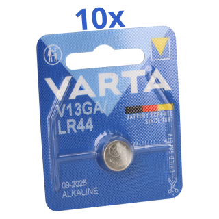 10x Varta Knopfzelle Electronics V 13 GA A76 LR 44 Alkaline 1,5 V 1er Blister