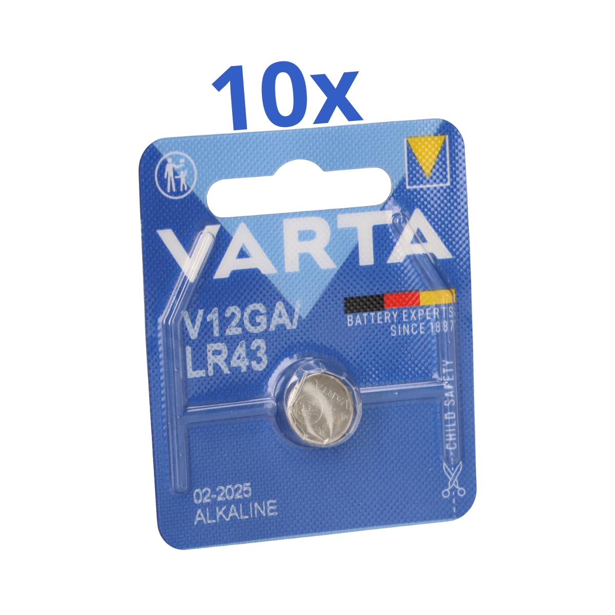 10x Varta Knopfzelle Electronics V 12 GA LR 43 Alkaline 1,5 V 1er Blister