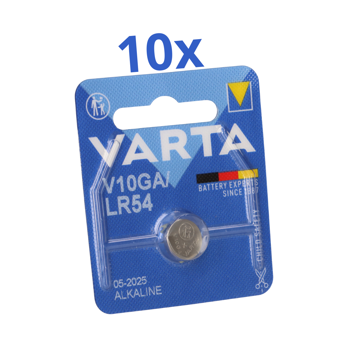 10x Varta Knopfzelle Electronics V 10 GA Alkaline 1,5 V 1er Blister