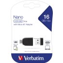Verbatim USB 2.0 OTG Stick 16GB, Micro-B Adapter, Nano