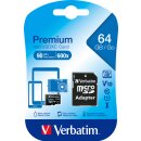 Verbatim microSDXC Card 64GB, Premium, Class 10, U1