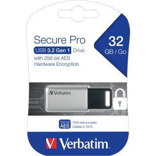 Verbatim USB 3.0 Stick 32GB, Secure Pro, Silber