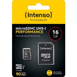 Intenso microSDHC Card 16GB, Performance, Class 10, U1